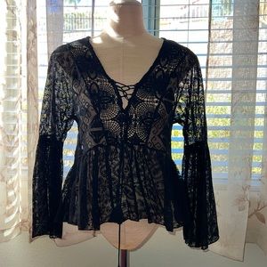 NWOT!  La Bellum by Hillary Scott Black Lace Top